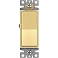 ENERLITES 3-Way Decorator Paddle Light Switch, Gloss Finish, Single Pole or Three Way, 3 Wire, Grounding Screw, Residential Grade, 15A 120V/277V, UL Listed, 93150-GD, Gold