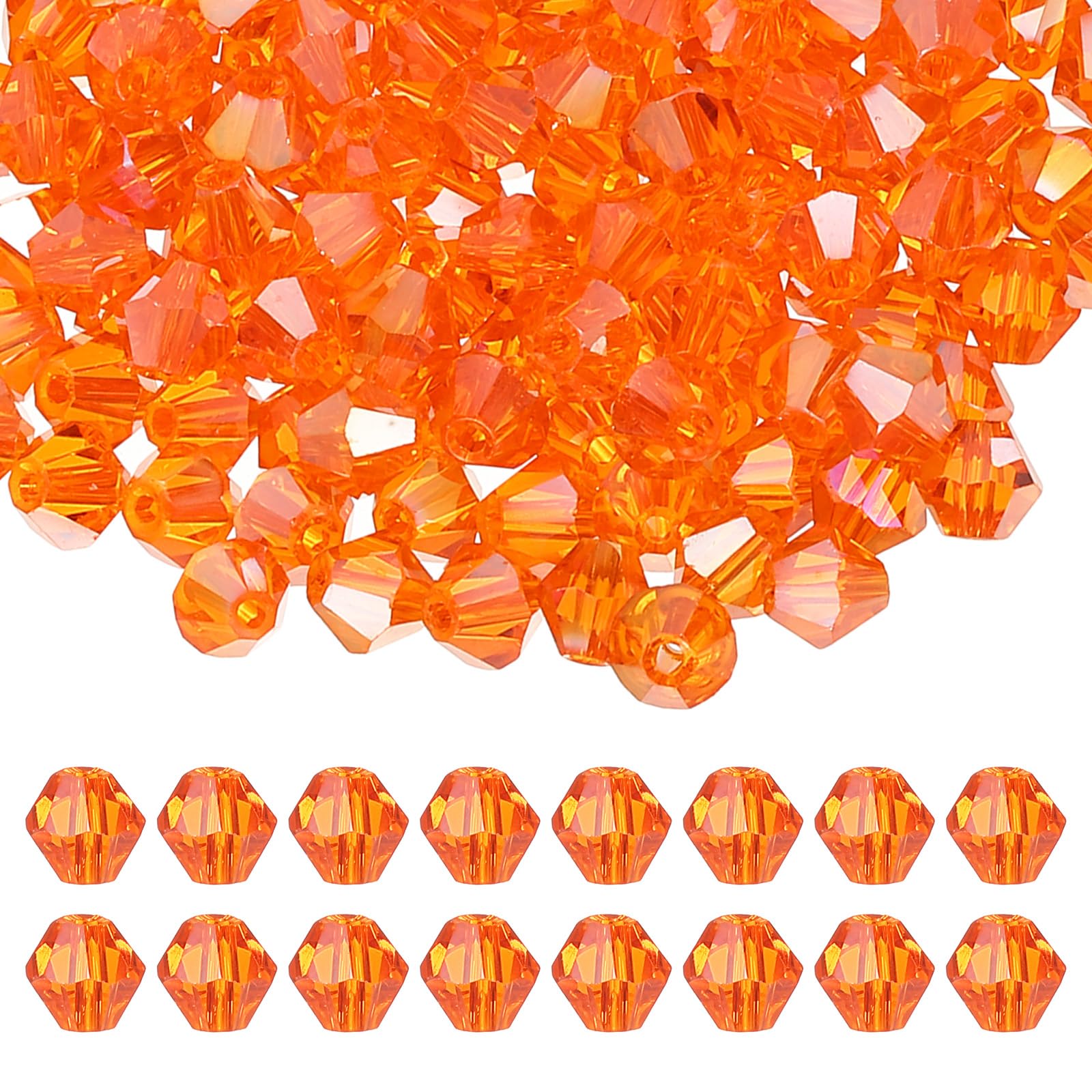 PATIKIL 6mm Bicone Crystal Beads, 200 Pcs Glass Faceted Bicone Beads Loose Spacer Bead for Jewelry Making Bracelet Necklace Earrings Wind Chimes Craft, Light Orange