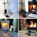 Thorness 5 Piece Black Metal Loop Handle Fireplace Companion Set 60cm view 7