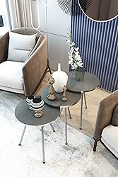 Set of 3 Nesting END Tables - Round Stacking Coffee