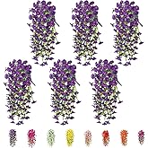 6-Pack Outdoor Artificial Flowers, 69-Flowered Large Morning Glory, Uv-Resistant Artificial Morning Glory,Perfect for Outdoor Decoration in All Seasons Such as Porches and Gardens (Purple)
