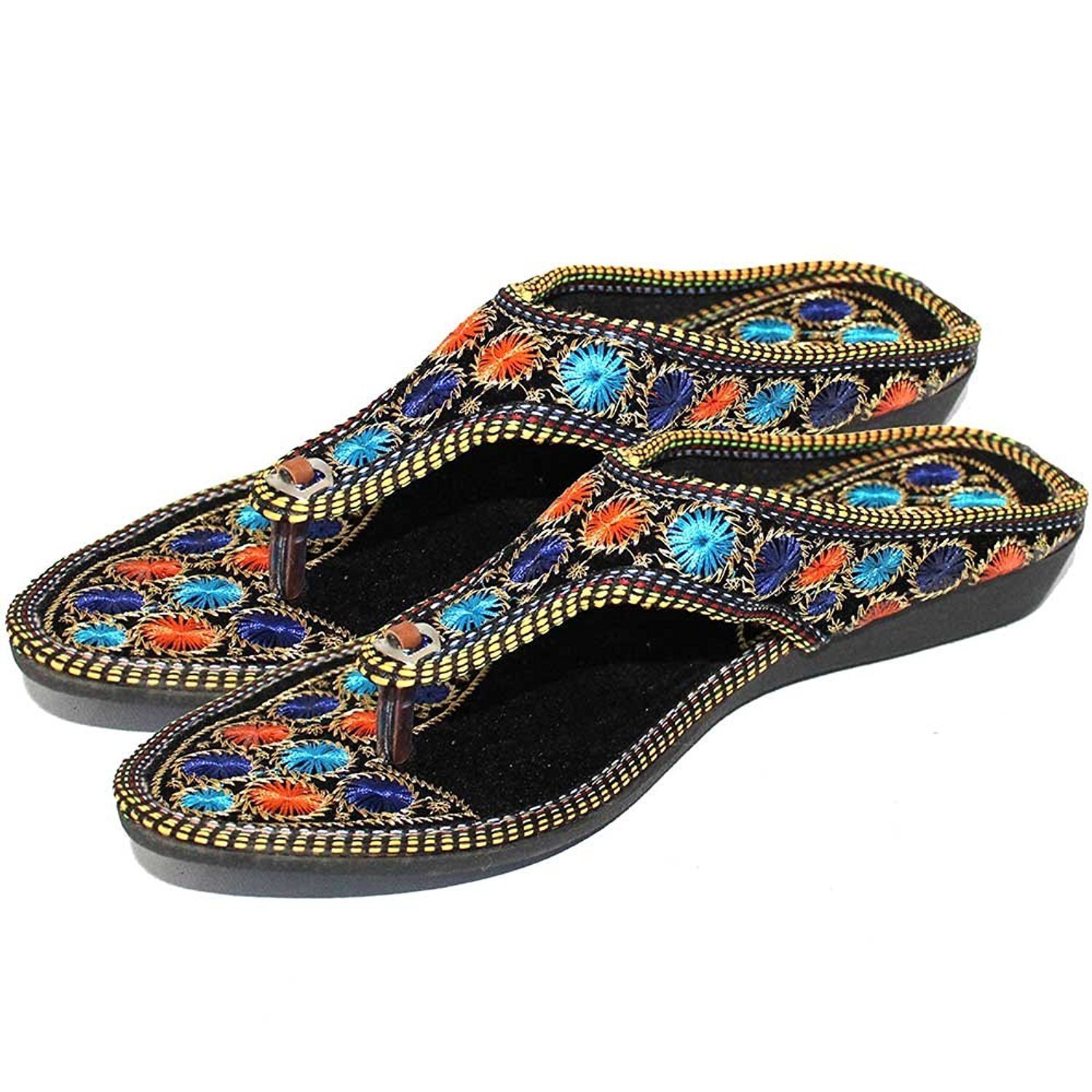 ar women girls partiwear hand embroidery round jaipuri sandal chappal 602