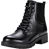 Vepose Women's 916 Ankle Boots, Combat Lace up Short Booties with Inside Zipper