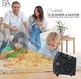 SA Products 2000W Fan Heater Portable Electric 2 Heat Cool Thermostat Black view 5