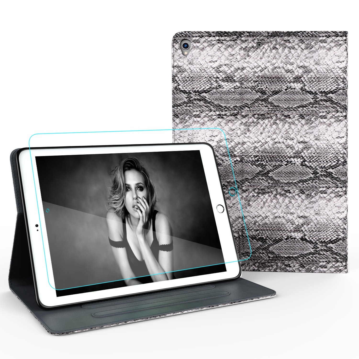 iPad Pro 10.5 Case, LoHi Genuine Leather Business Case Auto Sleep Multi-Functional Adjustable Stand Protective Cover for Apple iPad Pro 10.5 Inch 2017 Model