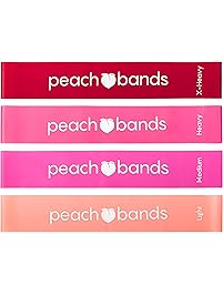 Peach Bands | Premium Matte Resistance Loop Bands | Pink Set of 4 with Carrying Bag | Exercise Fitness Booty Bands for Legs and Glutes | Physical Therapy, Stretch, Elastic, Strength, Home Workout