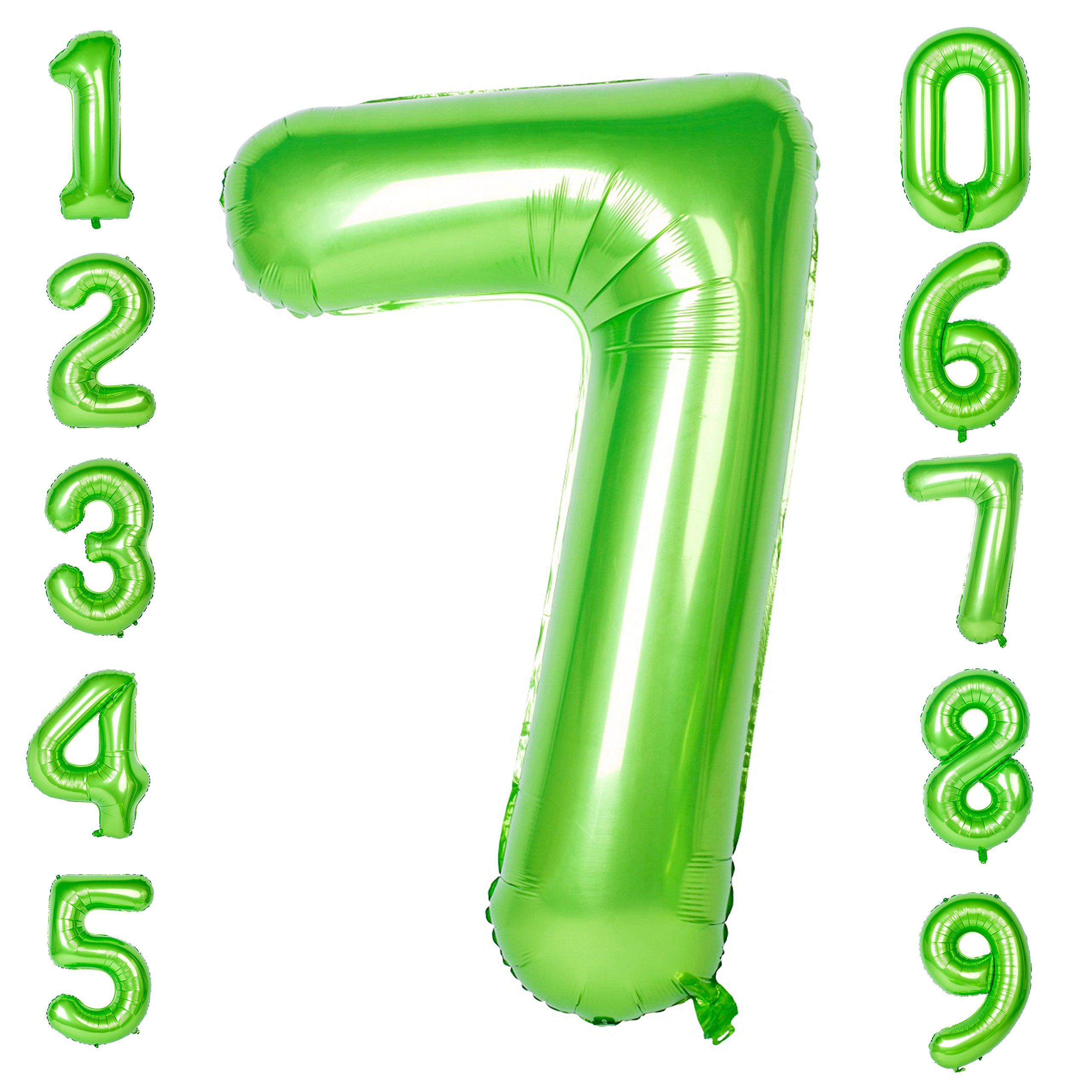 Green 7 Balloons 40 Inch Green Large Numbers 0 to 9 Birthday Wedding Anniversary Party Festival Decorations Giant Helium Foil Mylar Big Number Balloons Digital (Number Balloon 7)