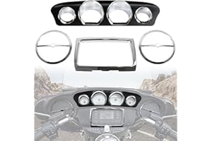 VEISUTOR Dashboards Inner Fairing Trim Kit for 2014-2018 Street Glide, Chrome Speedometer Gauge Cover for Harley Electra Glide Street Glide Ultra Limited Tri Glide 2014-2018 Accessories