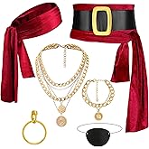 CICOCI Men Pirate Costume Accessories Set for Women: Pirate Hat, Head Scarf, Sash, Belt, Dress Accessories