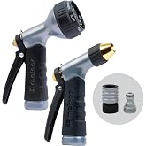 Melnor 65174AMZ 7-Pattern Adjustable Nozzle Combo Set &ndash; Heavy-Duty Metal Build &ndash; Comfort Grip- QuickConnect Starter Set Included- Silver, Black