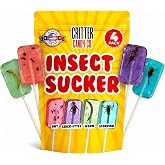 HotLix Insect Lollipops, 4-Pack - Scorpion, Worm, Ants, Cricket | Real Edible Insect Suckers, Individually Wrapped Bug Candy, Weird Novelty Gift