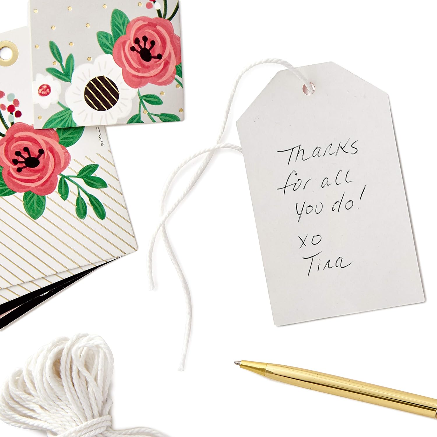 Hallmark Floral Gift Tags Set (6 Tags with String for Flower Bouquets, Plants and More) for Mother's Day, Birthdays, Weddings, Bridal Showers: Kitchen & Dining