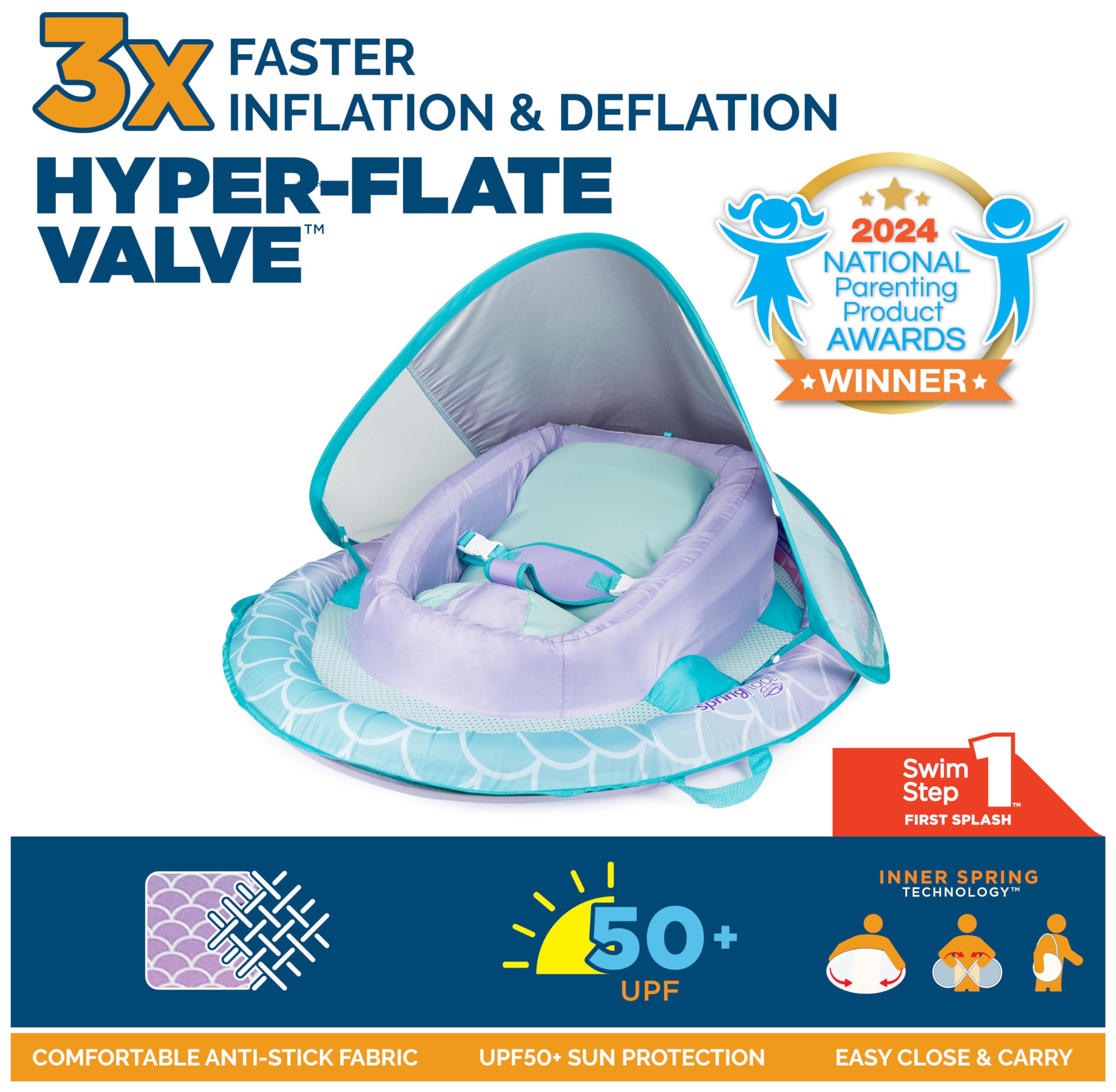 Swimways Sun Canopy Inflatable Infant Spring Float for Infants 3-9 Months