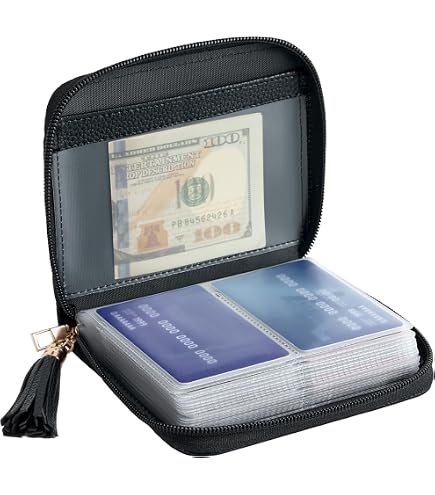 Easyoulife Womens Credit Card Holder Wallet Zip Leather Card Case