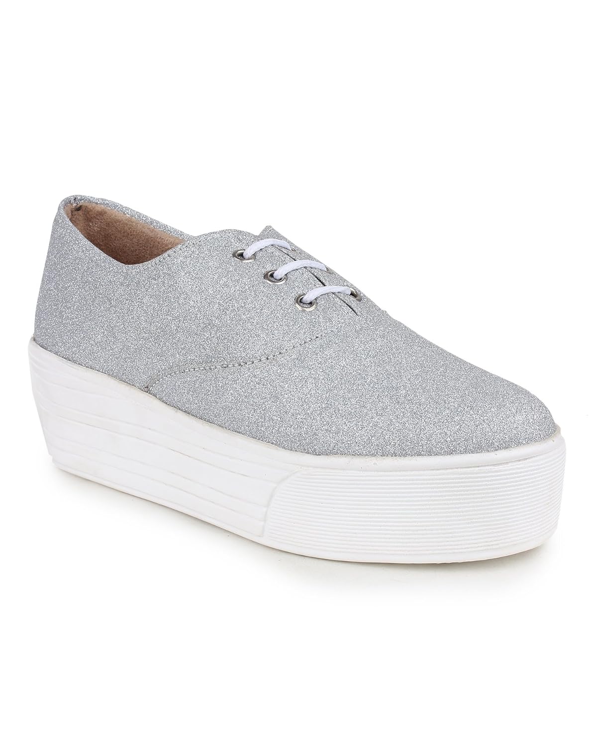 zapatoz womens fabric silver color casual shoe
