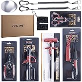 Goture Fishing Tool Kit,Fishing Pliers,Fillet Knife with Sheath,Fish Lip Gripper,Fish Hook Remover,Lanyard,Line Scissors,Sharpener,Stainless Steel Soap,Saltwater Gear Kit,Red/Pink,Gifts for Men/Women