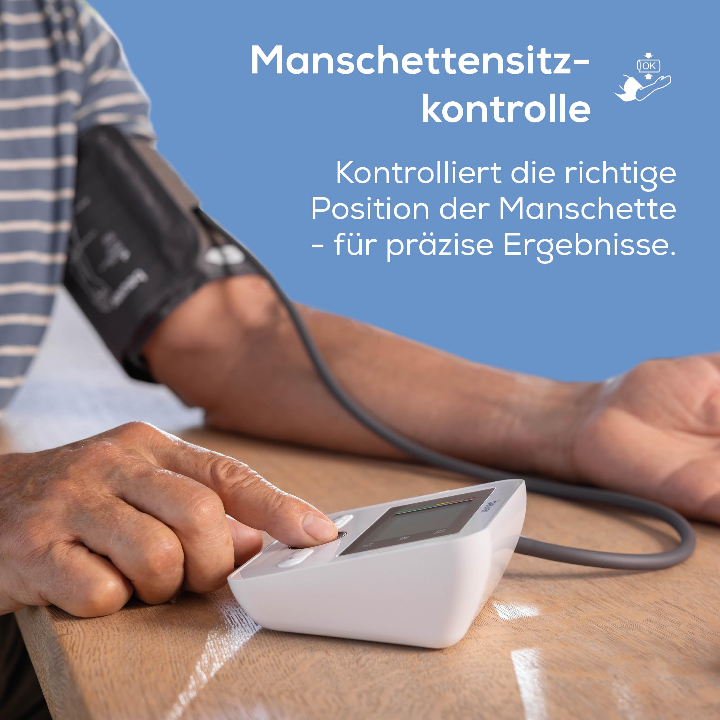 Beurer BM 27 Oberarm-Blutdruckmessgerät mit Manschettensitzkontrolle, klinisch validiert, Manschette für 22-42 cm, Risikoindikator, Arrhythmie-Erkennung, Datenübertragung zu Apple Health und co. 3