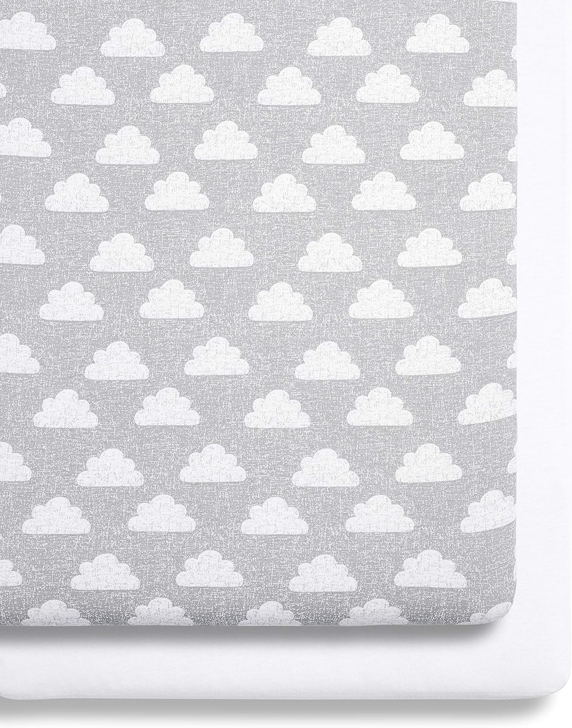 Snuz Bedside Crib Fitted Sheets - Fits All SnuzPod Cribs, 100% Jersey Cotton SnuzPod Sheets, Machine Washable, Tumble Dryer Safe, Breathable, Universal Fit 44x80cm, 2 Pack, Cloud Nine