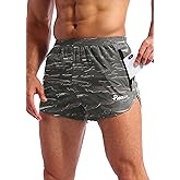 Pudolla Men’s Running Shorts 3 Inch Quick Dry Gym Athletic Workout Shorts for Men with Zipper Pockets