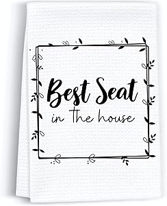 Peaces of Joy Best Seat in The House Funny Hand Towel Sayings for Bathroom, Rustic Cute Dish Kitchen Towels for Home, Decorative Farmhouse Bath Sign