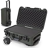 NANUK 935 Hard Case with Cubed Foam – Waterproof Protective Equipment Case with Wheels, 22” x 14” x 9” – Dustproof and Impact Resistant, Airline Carry-On Approved – Olive