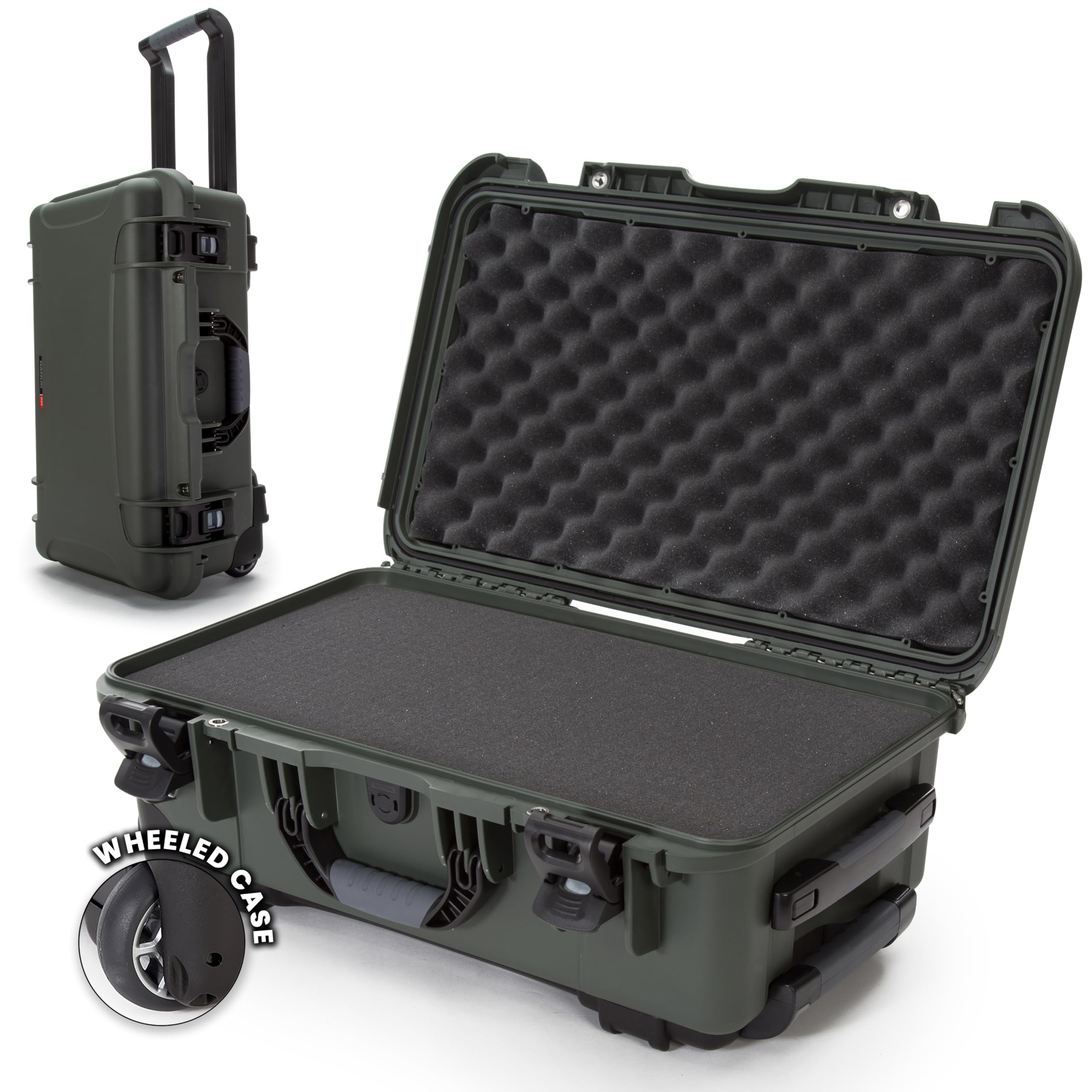 NANUK 935 Hard Case with Cubed Foam – Waterproof Protective Equipment Case with Wheels, 22” x 14” x 9” – Dustproof and Impact Resistant, Airline Carry-On Approved – Olive