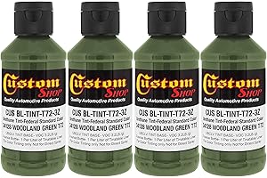 CUSTOM SHOP Custom Coat Camouflage Series 3 Ounce (Woodland Green Federal Standard Color #34128) - Pack of 4 - Urethane Tint Concentrate for Tinting Truck Bed Liner Coatings - Epoxy Resin