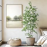 Bailikang Artificial Ficus Tree Indoor 6ft, Large Potted Faux Tree with Realistic Silk Leaves & Trunk for Home Office, Living Room Corner Decor