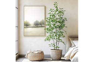 Bailikang Artificial Ficus Tree Indoor 6ft, Large Potted Faux Tree with Realistic Silk Leaves & Trunk for Home Office, Living Room Corner Decor