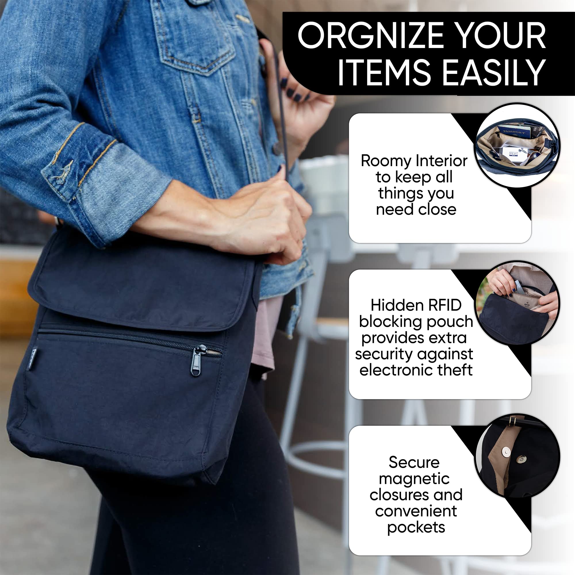 Mua Peak Gear Nylon Crossbody Purse with RFID Blocking Pocket and