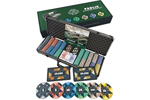 Bullets Playing Cards Poker Sets with Case - Versatile Denominations for Poker, Blackjack, & Casino Games - Durable & Complete Set - Poker Case with 500 Ceramic Poker Chips 'Richie' with Values