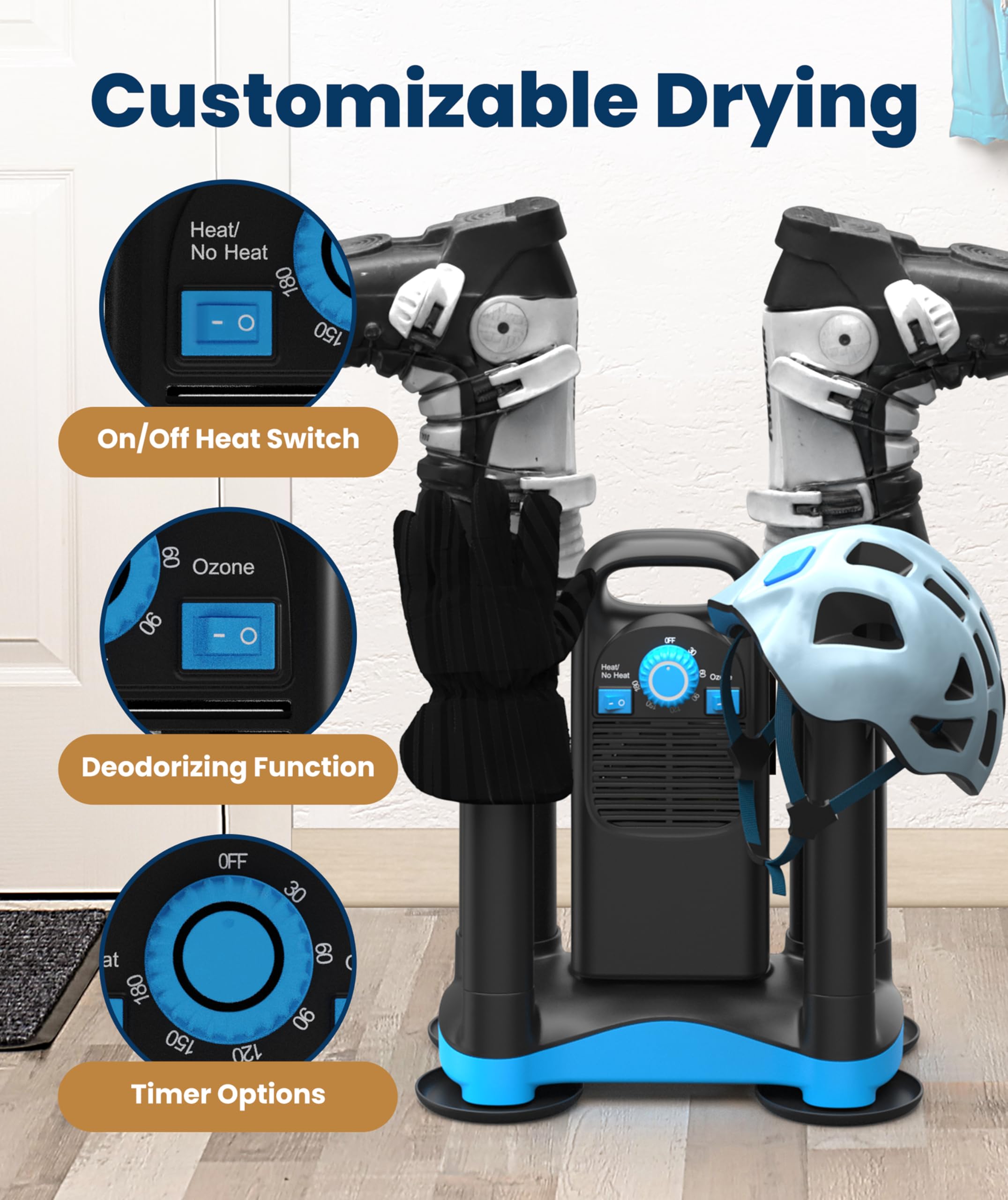 Everlasting Comfort Upgraded Boot Dryer for Work Boots with Ozone Deodorizer - Fast Drying Compact Easy-to-Use Shoe Warmer Adjustable Tube Design - Fast Drying Shoes Dryers for Sneakers & Gloves, Ski Gears (2 Pair)