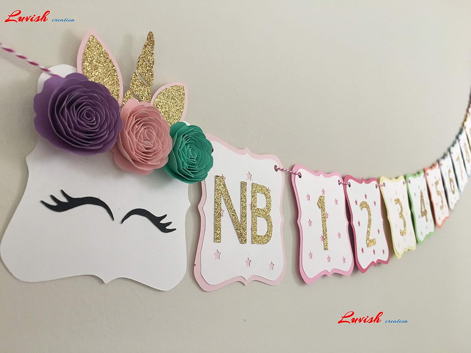 Luvish Creation First Birthday Monthly Photo Banner Unicorn