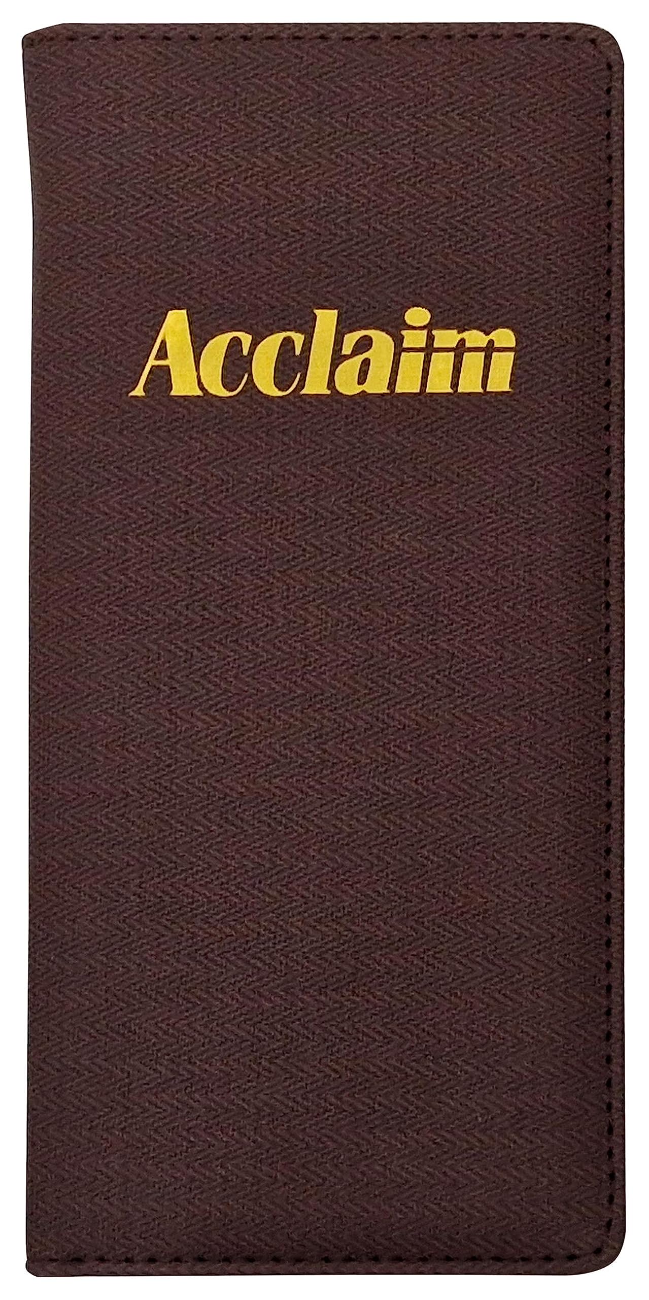 Acclaim Rigid Lawn Bowls Bowling Scorecard Holder Lightly Padded Plain Colour Chevron Textured Finish 23 cm x 11 cm with Spring Clip & Pen Loop (Brown)