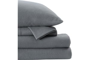 Softan Fleece Sheets Full Size, Flannel Like Soft, Velvet Polar Microfleece Sheets for Winter, Grey