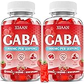 XIAAN GABA Gummies 1000mg for Kids & Adults, Chewable GABA Supplements with L Theanine 5-HTP Ashwagandha Vitamins B6,B12,D3 for Calm & Zzz, Sugar-Free/Vegan, Strawberry Flavor 120 Count