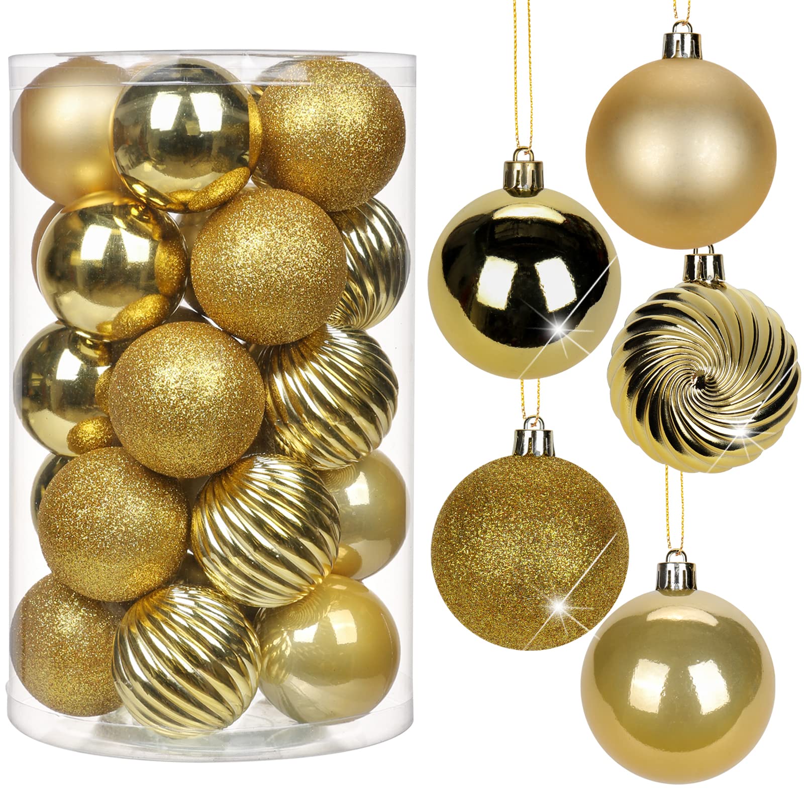 Briful 25PCS 6CM Christmas Baubles, Christmas Tree Decorations Xmas Hanging Ornaments Small Shatterproof Balls for Home Festival Gifts Xmas Decorations
