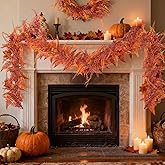 RAINFLOW 5.9Ft Artificial Ferns Garland - Lifelike Lush Fall Boston Fern Garland for Mantle, Fake Plants Ivy Vines for Front Door Fireplace Window Table Wall Thanksgiving Wedding Arch Decor