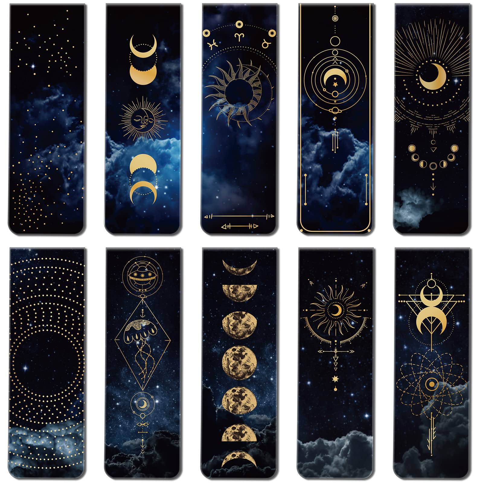 Sinmoe 30 Pieces Space Moon Magnetic Bookmarks Galaxy Starry Sky Magnetic Bookmark Page Clip for Kids Teens Students Teachers Book Lovers Reading School Library Office Accessories, 10 Styles