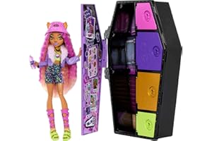 Monster High Doll and Fashion Set, Clawdeen Wolf with Dress-Up Locker and 19+ Surprises, Skulltimate Secrets