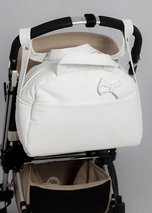 white pram bag