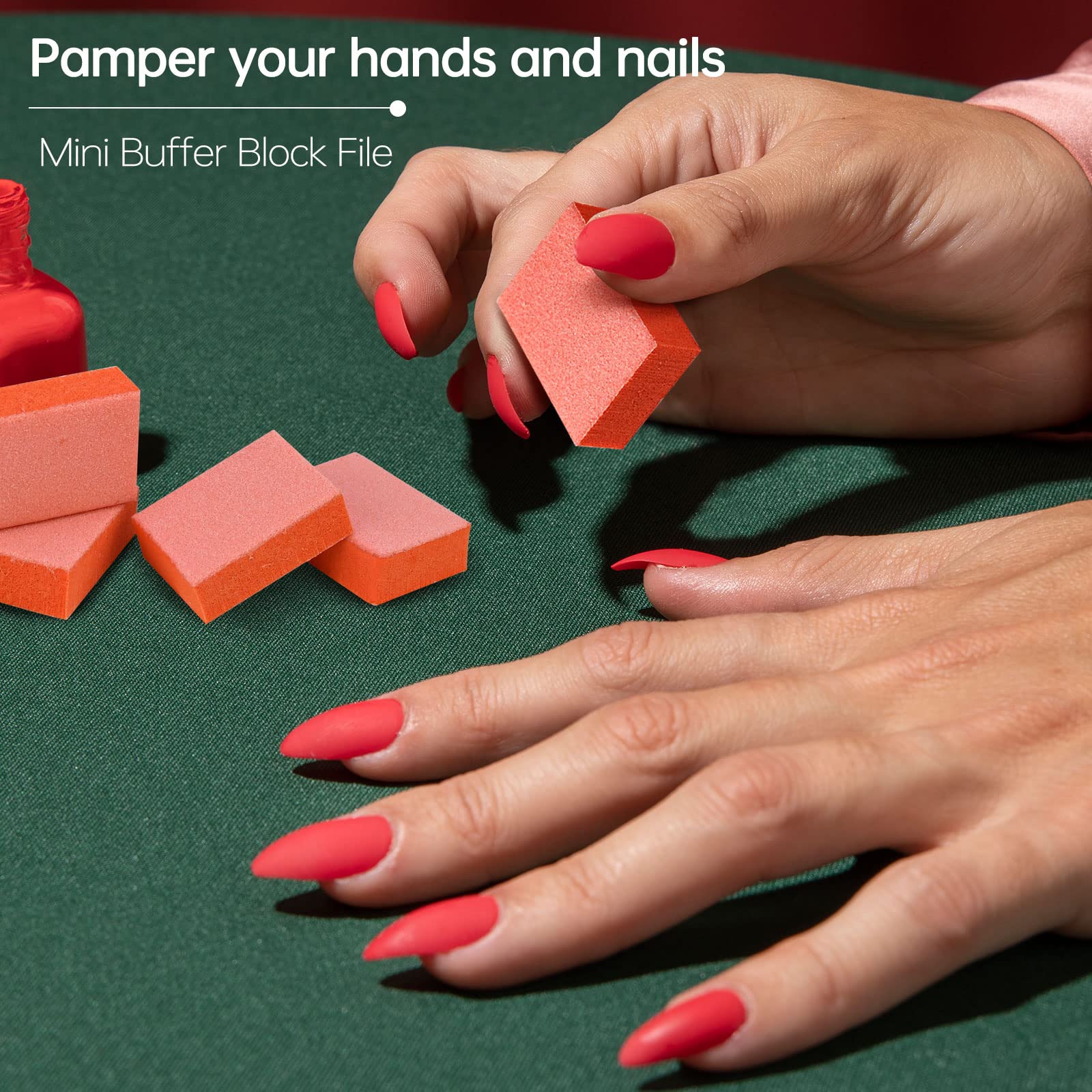 Maryton Mini Nail Buffer Blocks - 80/100 Grit Professional Salon Orange Buffers - Buff Nails Prior to Application of Gel Polish, Acrylic, 50 Count