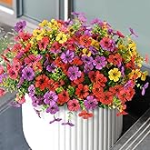 ZFProcess Artificial Flowers Faux Plants Outdoor Fake Flowers Spring Decor,12 Bundles Outdoor Flower Plastic Plant Colorful Daisy UV Resistant for Porch Patio Yard Garden Pot Planters