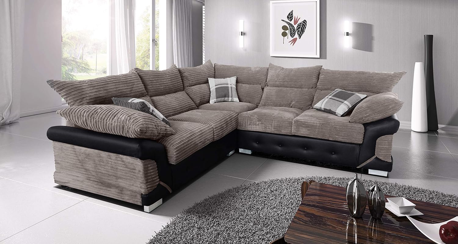 Amazing Sofas Large Corner Sofa Logan Jumbo Cord beige brown Amazon.co