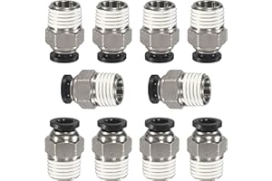 MSAEIQUN 1/4 Air hose fittings, Push to Connect Air fittings Male Straight 1/4 Inch Tube OD x 1/4 NPT Thread Fitting (Pack of 10)