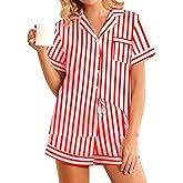 Girece Pajamas for Women Set Silk Pjs Satin Pajama Set 2 Piece Comfy Lounge Set Short Sleeve with Shorts Gift for Wife