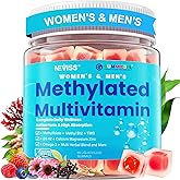 Methylated Multivitamin for Women & Men Gummies w/ Omega-3, Calcium, D3 K2, Methylfolate & B12, TMG, Daily Vitamin A, C, E, B Complex, Magnesium, CoQ10, Probiotic for Overall Health- Vegan, Sugar Free