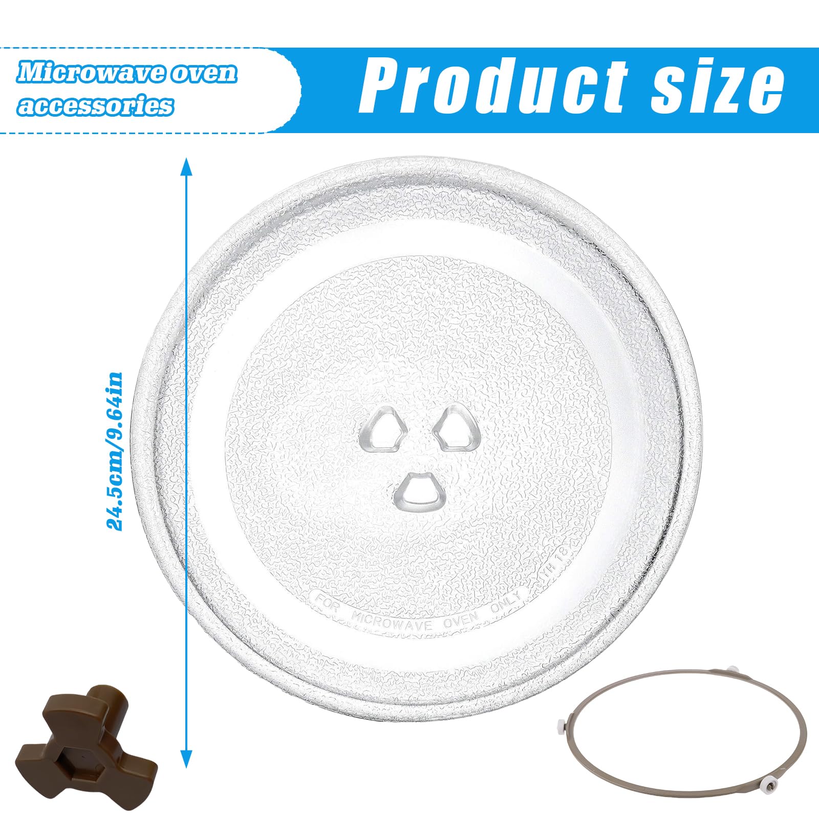 WIYETY Universal Drehteller für Mikrowelle Mikrowellenteller Glas Glasdrehteller mit TellerhalterMikrowelle, MikrowelleGlasplatte Drehteller Drehscheibe Teller Glasteller für Mikrowellen (Round frame) 2