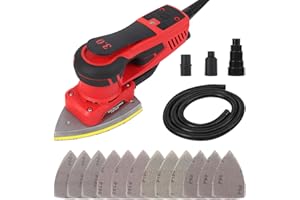 PioneerWorks Electric Detail Sander with 12 Sanding Paper, 350W Brushless Motor Mouse Sander, Powerful & Low Vibration, 10000 RPM, For Wood Working, Polishing, Carpentry