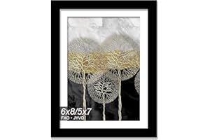 Fxojyvo 6x8 Picture Frame, Display Photo 5x7 with Mat or 6 x 8 Without Mat, Light Weight and High Transparent 6 by 8 Frame for Wall - 1 Pack/Black/6"x8"